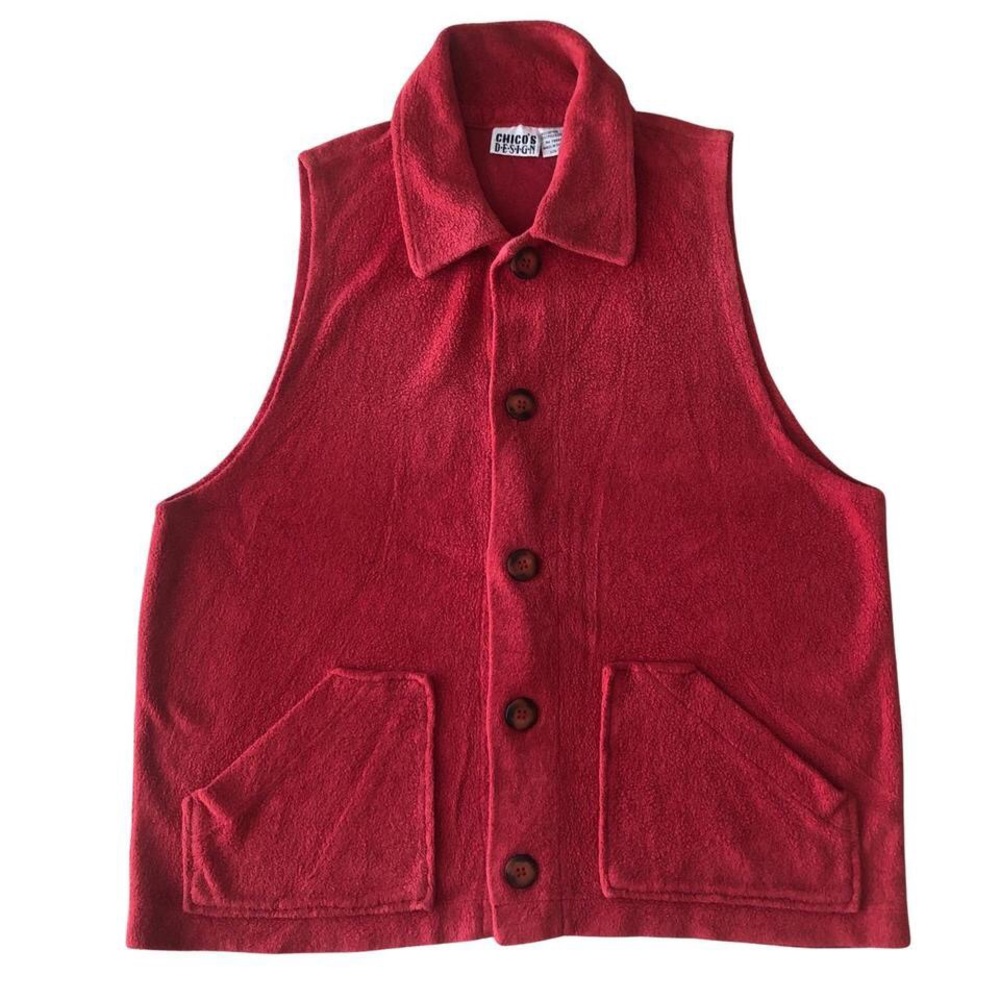 ✨SOLD✨ Chico’s Design vintage red fleece vest